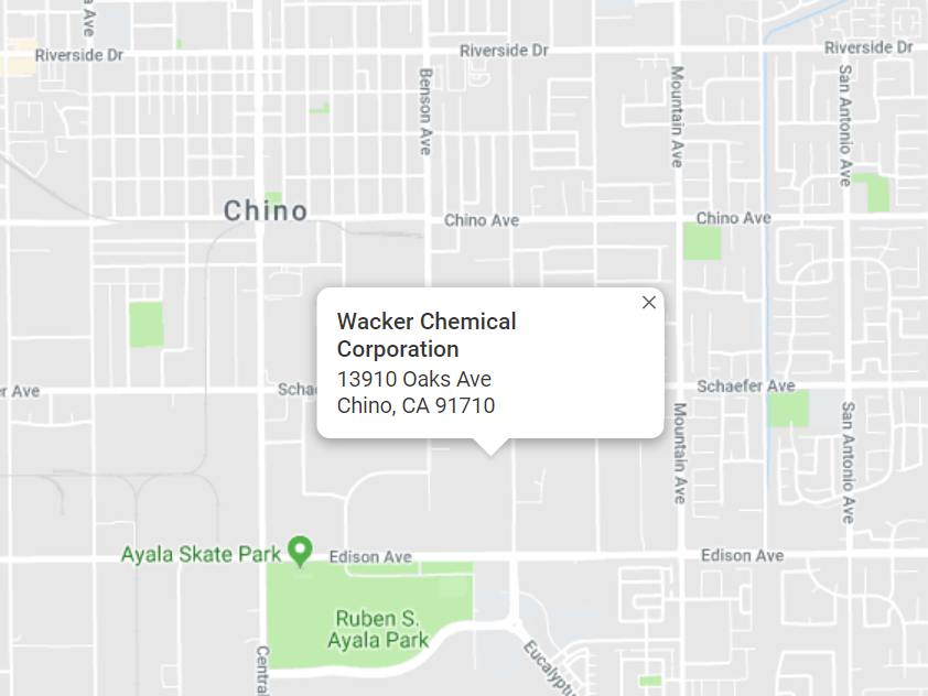 map of Wacker Chemical Corporation 13910 Oaks Ave Chino, CA 91710